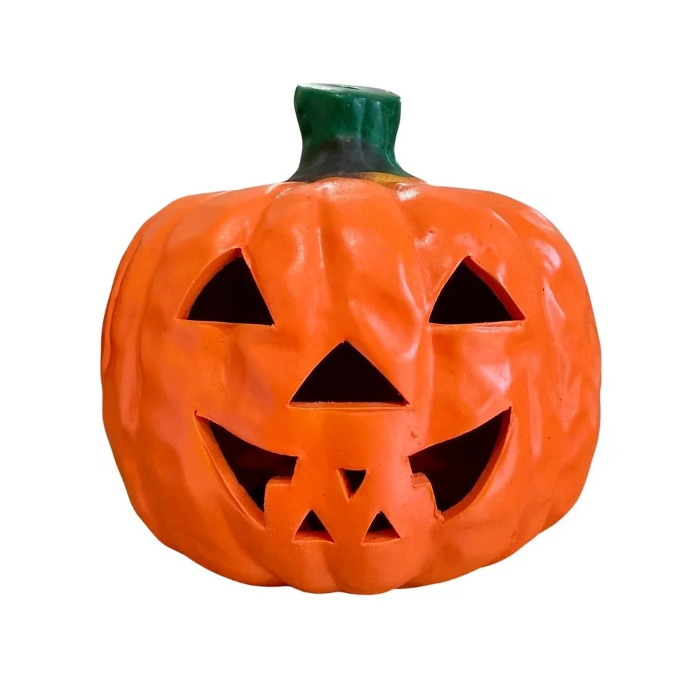 Vintage Halloween Ceramic Pumpkin Jack O Lantern in Original Box Made in Taiwan